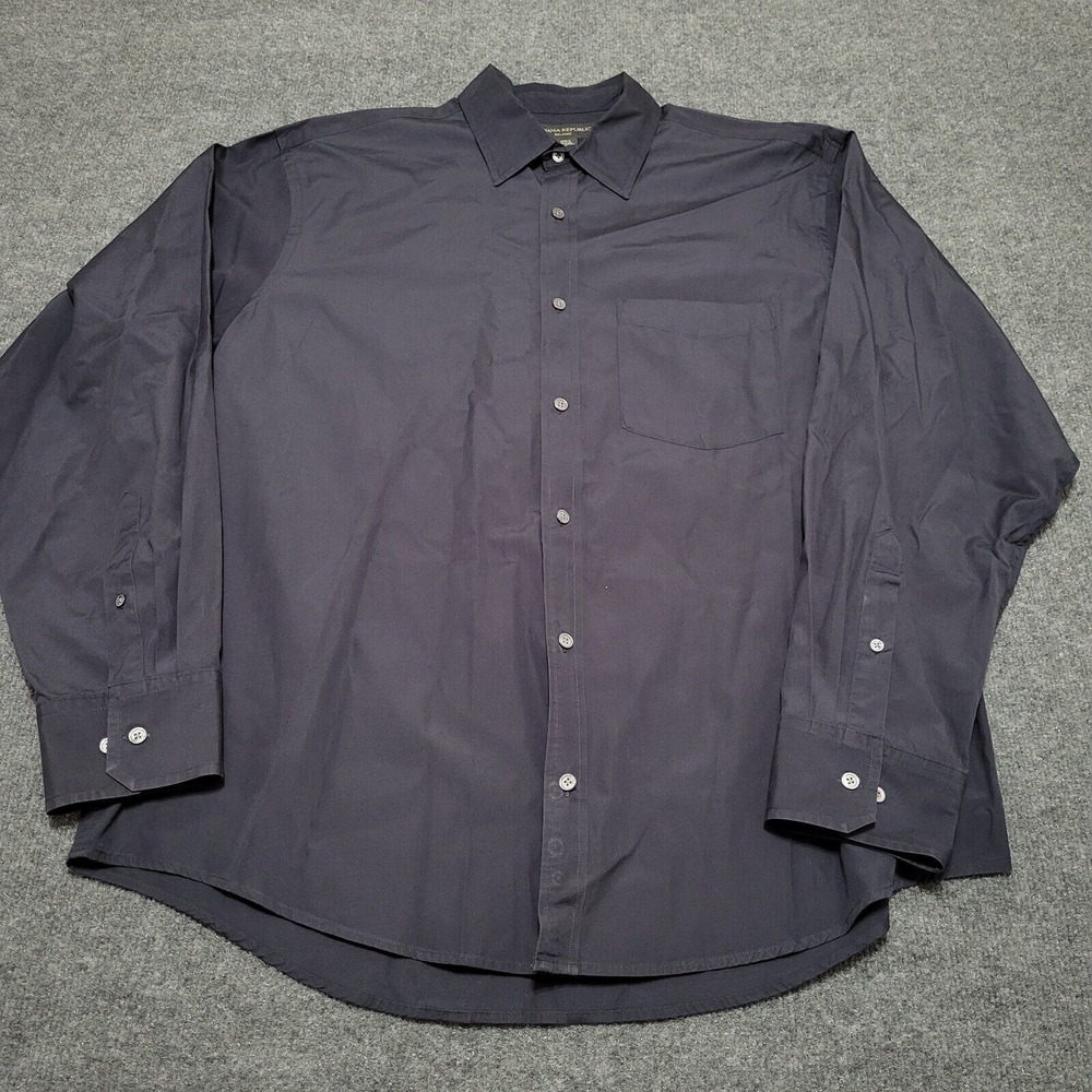 Banana Republic Shirt Men's XL Relaxed Fit Dressy Black Long Sleeve Cotton